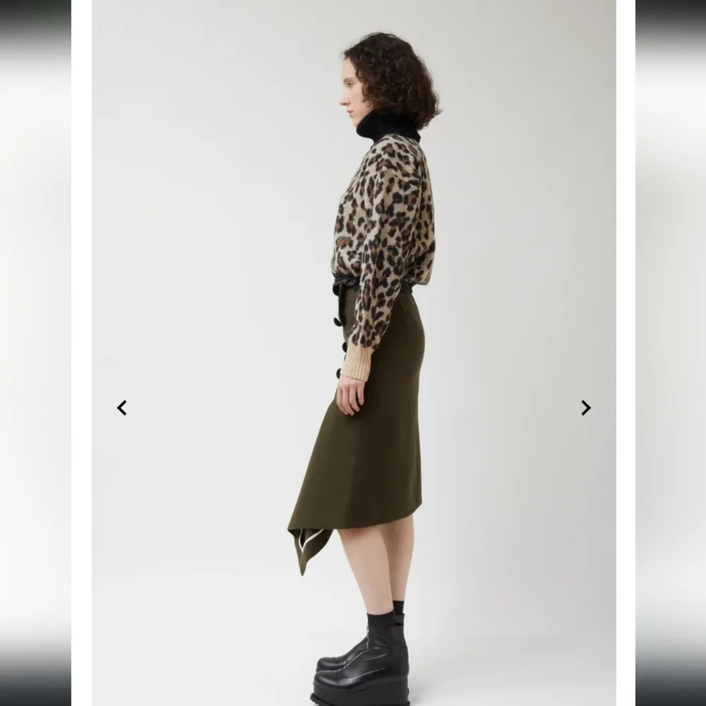 Sacai, Melton Asymmetric Tight Wool Skirt, Size 2 - Picture 2 of 14